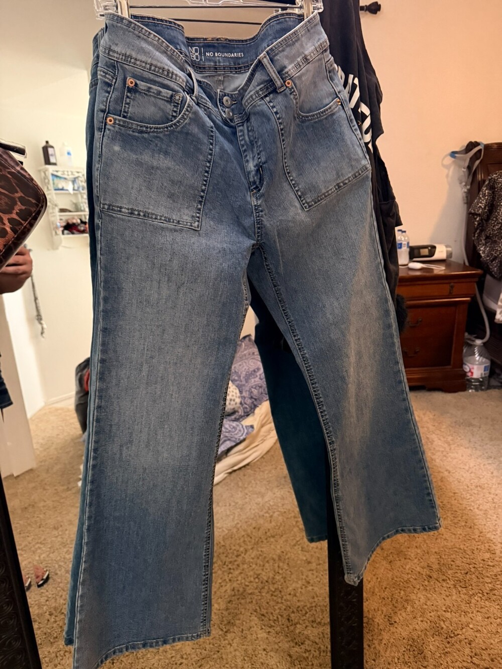 no boundaries jeans double button pork chop pocket flair leg size 17